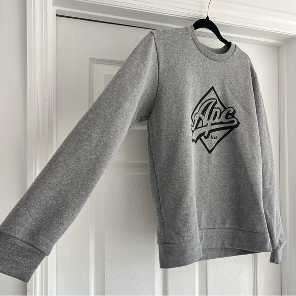 A.P.C. Sherman Gray Crewneck Graphic Logo Pullover Long Sleeve Sweatshirt S - Picture 4 of 15